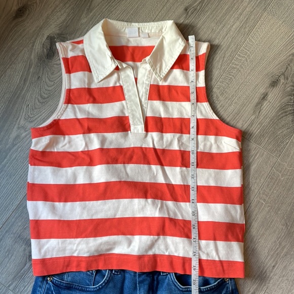 Gap Striped Sleeveless Crop top with V-neck & Collar. - Picture 4 of 5
